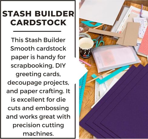 ورق PA Paper Accents Stash Builder Cardstock مقاس 12 بوصة × 12 بوصة أرجواني ماجستي، ورق بطاقات ملون بوزن 65 رطلًا لصنع البطاقات، وسجل القصاصات، والطباعة، واللف والحرف اليدوية، 25 صندوقًا in Saudi Arabia