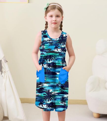فستان صيفي للفتيات الصغيرات بدون أكمام مطبوع فستان صيفي كاجوال للأطفال من 2 إلى 7 سنوات in Kuwait