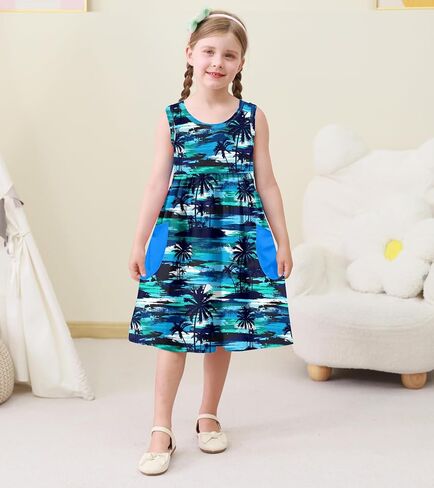 فستان صيفي للفتيات الصغيرات بدون أكمام مطبوع فستان صيفي كاجوال للأطفال من 2 إلى 7 سنوات in Kuwait