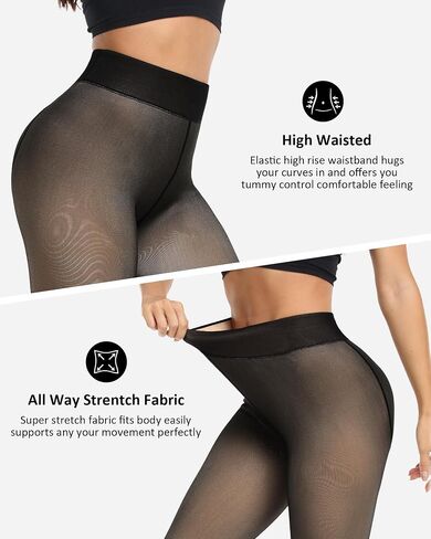 NORMOV Winter Warm Fleece Lined Leggings Women,Thick Thermal Velvet Tights in Kuwait
