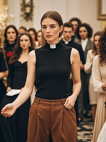 Women's Clergy Sleeveless T-Shirt Tab Collar Clergy Minister Priest Outfit Priest Costume Shirt Tops White in Kuwait