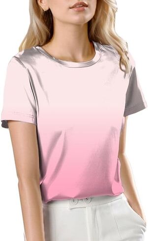 SANGTREE Women's Crew Neck Short Sleeve Satin Silk Blouse Tops in Kuwait