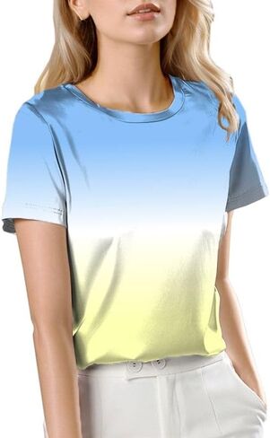 SANGTREE Women's Crew Neck Short Sleeve Satin Silk Blouse Tops in Kuwait