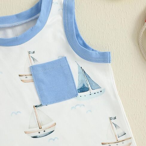 CIYCUIT 2Pcs Baby Boy Summer Clothes Infant Toddler Beach Outfits Sleeveless Tank Tops Shorts Set in Kuwait