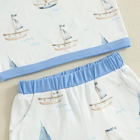 CIYCUIT 2Pcs Baby Boy Summer Clothes Infant Toddler Beach Outfits Sleeveless Tank Tops Shorts Set in Kuwait