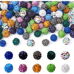 Elecrelive 96pcs 10mm حجر الراين جولة الخرز مختلط اللون ديسكو الكرة الخرز جولة الزاهي الخرز لقلم قابل للخرز اسهم المفاتيح حقيبة سلسلة صنع المجوهرات in Kuwait