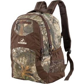 حقيبة ظهر مموهة بطبعات Realtree مرخصة، حقيبة ظهر خفيفة الوزن ومتينة، للمشي لمسافات طويلة والصيد مع سحاب YKK (وردي جدًا/شوكولاتة)