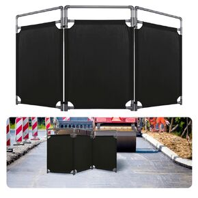 4 Panels Safety Barricade, 7.8FT Removable Foldable Security Gates Barrier with Heavy Duty PVC Frame, Bilingual Bold Font and Graphics Easier to Identify, Barricade for Indoor and Outdoor Use(Yellow)