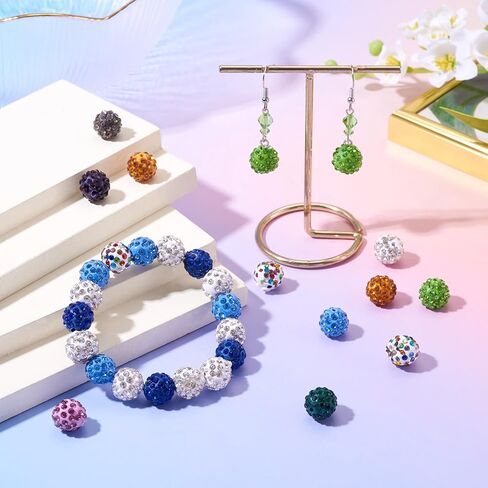 Elecrelive 96pcs 10mm حجر الراين جولة الخرز مختلط اللون ديسكو الكرة الخرز جولة الزاهي الخرز لقلم قابل للخرز اسهم المفاتيح حقيبة سلسلة صنع المجوهرات in Kuwait