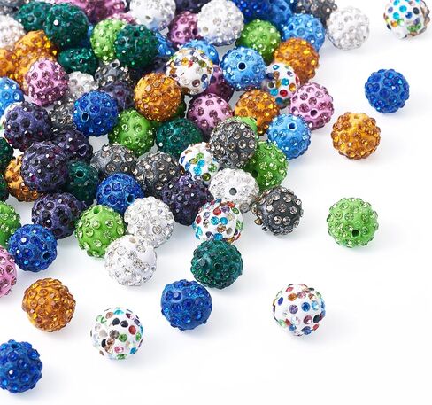 Elecrelive 96pcs 10mm حجر الراين جولة الخرز مختلط اللون ديسكو الكرة الخرز جولة الزاهي الخرز لقلم قابل للخرز اسهم المفاتيح حقيبة سلسلة صنع المجوهرات in Kuwait