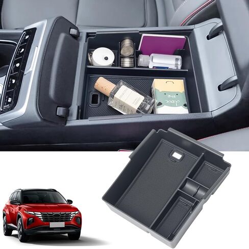 PIMCAR وحدة التحكم المركزية منظم مخفي لشركة Hyundai Santa Cruz 2025 2024 2023 2022 مسند الذراع صندوق تخزين مخفي مقصورة سرية اضغط للفتح والإغلاق in Kuwait