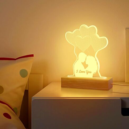 ZEEYUAN Mom's Present Mother's Day Gift for Mom from Daughter Son, Unique Present Birthday Gift for Mom, 7 Colors Engraved Acrylic 3D Night Light Gift for Mom Mother in Kuwait