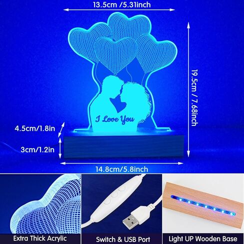 ZEEYUAN Mom's Present Mother's Day Gift for Mom from Daughter Son, Unique Present Birthday Gift for Mom, 7 Colors Engraved Acrylic 3D Night Light Gift for Mom Mother in Kuwait