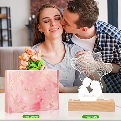 ZEEYUAN Mom's Present Mother's Day Gift for Mom from Daughter Son, Unique Present Birthday Gift for Mom, 7 Colors Engraved Acrylic 3D Night Light Gift for Mom Mother in Kuwait