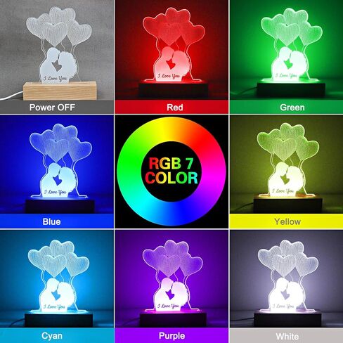 ZEEYUAN Mom's Present Mother's Day Gift for Mom from Daughter Son, Unique Present Birthday Gift for Mom, 7 Colors Engraved Acrylic 3D Night Light Gift for Mom Mother in Kuwait