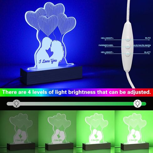 ZEEYUAN Mom's Present Mother's Day Gift for Mom from Daughter Son, Unique Present Birthday Gift for Mom, 7 Colors Engraved Acrylic 3D Night Light Gift for Mom Mother in Kuwait