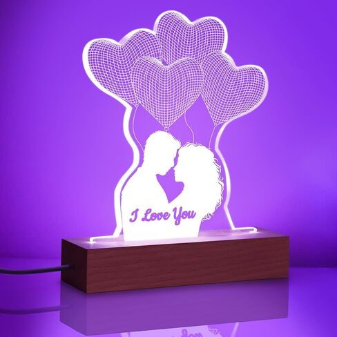 ZEEYUAN Mom's Present Mother's Day Gift for Mom from Daughter Son, Unique Present Birthday Gift for Mom, 7 Colors Engraved Acrylic 3D Night Light Gift for Mom Mother in Kuwait