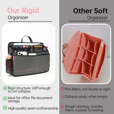 إدراج منظم للحقيبة الكاجوال وحقيبة الكتف وحقيبة اليد (L) (رمادي) in Kuwait