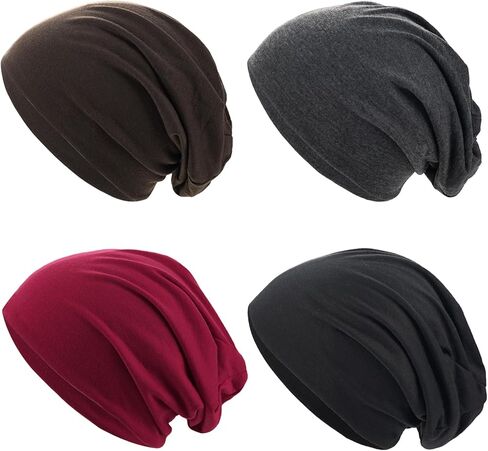 Qearl 9 Packs Slouchy Beanie Hat for Men Winter Warm Hats for Women Running Beanies Sleep Hats Skull Cap Multi in Kuwait
