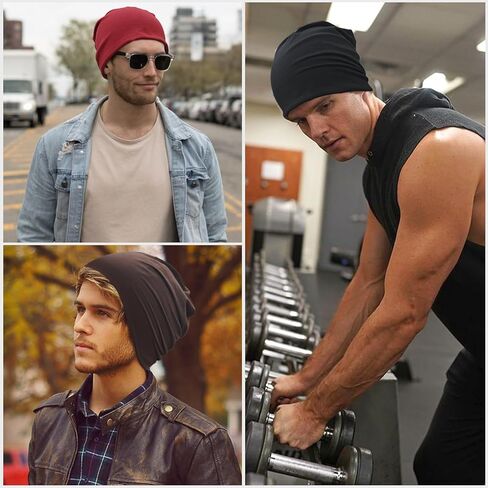 Qearl 9 Packs Slouchy Beanie Hat for Men Winter Warm Hats for Women Running Beanies Sleep Hats Skull Cap Multi in Kuwait