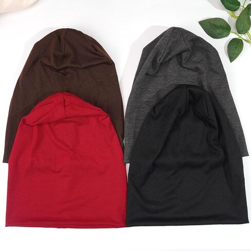 Qearl 9 Packs Slouchy Beanie Hat for Men Winter Warm Hats for Women Running Beanies Sleep Hats Skull Cap Multi in Kuwait