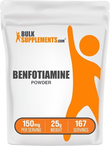 BulkSupplements.com Benfotiamine Powder - Thiamine B1 Supplement, Benfotiamine Supplement - Benfotiamine 150mg, Gluten Free - 150mg per Serving, 25g (0.88 oz) (Pack of 1) in Kuwait