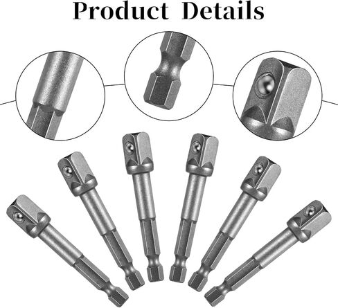 6 Pack 1/4 inch Square Socket Adapter Bits Drill Socket Adapter Square Socket Bit Adapter 1/4 to 1/4 Impact Driver Power Bit Set for Automotive DIY, 1/4" Hex Shank Square Socket Bit Adapter, Silver in Kuwait