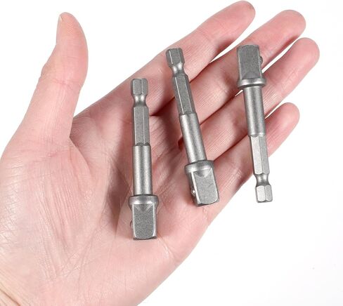 6 Pack 1/4 inch Square Socket Adapter Bits Drill Socket Adapter Square Socket Bit Adapter 1/4 to 1/4 Impact Driver Power Bit Set for Automotive DIY, 1/4" Hex Shank Square Socket Bit Adapter, Silver in Kuwait