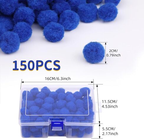 BAGERLA 150 Pcs Pom Poms for Craft, 1 Inch Pom Pom Balls Poms Arts and Crafts for Creative Decorations, Black Pompoms for Crafts DIY Projects in Kuwait