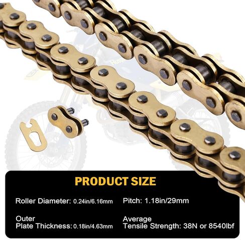 Gold 520 X-Ring Motorcycle Chain 114 Links for Honda Kawasaki Suzuki Yamaha with Connecting Master Link - Enhanced Durability & Universal Fit in Kuwait