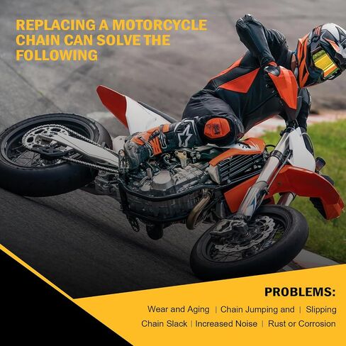 Gold 520 X-Ring Motorcycle Chain 114 Links for Honda Kawasaki Suzuki Yamaha with Connecting Master Link - Enhanced Durability & Universal Fit in Kuwait