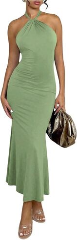 SOLY HUX Women's Halter Twist Backless Bodycon Dress Sleeveless Party Club Long Dresses in Saudi Arabia