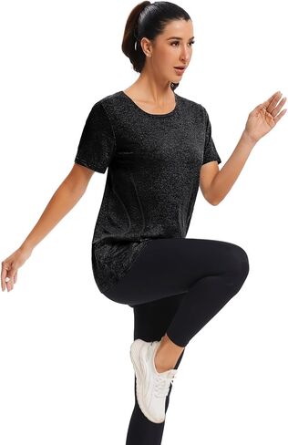 قمصان اليوغا النسائية من Cucuchy، قمصان تمارين اللياقة البدنية بأكمام قصيرة in Kuwait