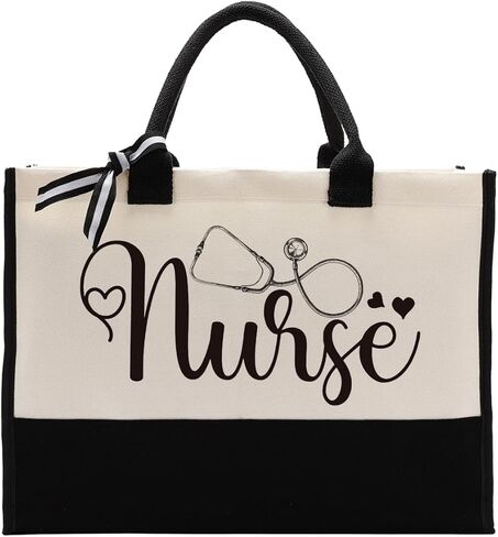 حقيبة حمل من القماش للممرضة، حقيبة ممرضة، حقيبة حمل من القماش للهدايا، حقيبة حمل من القماش القطني للنساء، هدية للممرضة المستقبلية، هدية تخرج طالب التمريض، حقيبة تسوق قابلة لإعادة الاستخدام للممرضة B1 in Kuwait