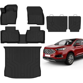 سجادات أرضية Naibeve لـ 2015-2019 Ford Explorer 7 مقاعد - جميع الأحوال الجوية لسجادات أرضية Ford Explorer وبطانة حصيرة الشحن ترقية الملحقات القابلة للطي (سجادات الأرضية + سجادة صندوق السيارة القابلة للطي)