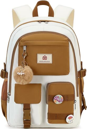 Hidds Laptop Backpacks 15.6 Inch School Bag College Backpack Travel Daypack Large Bookbags for Teens Girls Women Student (Beige) in Kuwait