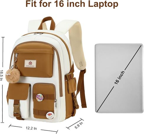 Hidds Laptop Backpacks 15.6 Inch School Bag College Backpack Travel Daypack Large Bookbags for Teens Girls Women Student (Beige) in Kuwait