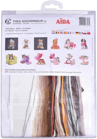 Thea Gouverneur - Counted Cross Stitch Kit - Whoo..Whoo..It's Winter - Aida Black - 16 Count - for Adults - 743.05 in Kuwait