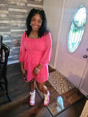 فستان نسائي صيفي من OBBUE برباط خلفي ورقبة مربعة وأكمام طويلة وطبقات متأرجحة in Kuwait