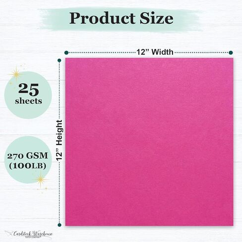 Cardstock Warehouse Pop Tone Razzle Berry Pink Matte Premium Cardstock Paper - 12 x 12" - 100 Lb. / 270 Gsm - 25 Sheets in Kuwait