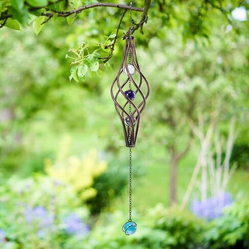 WONDER GARDEN Wind Spinner - مغازل الرياح في الهواء الطلق - معلقة 360 درجة منحوتات الرياح والمغازل مع حبة زجاجية ملونة لديكور الحديقة في الهواء الطلق أو هدية in Kuwait
