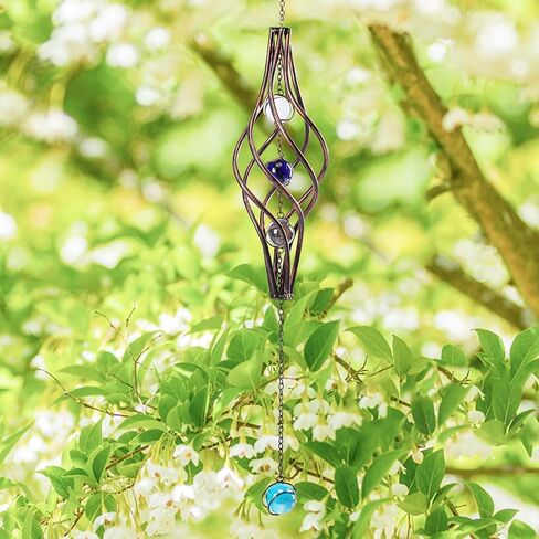 WONDER GARDEN Wind Spinner - مغازل الرياح في الهواء الطلق - معلقة 360 درجة منحوتات الرياح والمغازل مع حبة زجاجية ملونة لديكور الحديقة في الهواء الطلق أو هدية in Kuwait