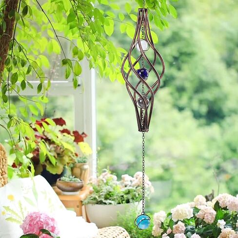 WONDER GARDEN Wind Spinner - مغازل الرياح في الهواء الطلق - معلقة 360 درجة منحوتات الرياح والمغازل مع حبة زجاجية ملونة لديكور الحديقة في الهواء الطلق أو هدية in Kuwait