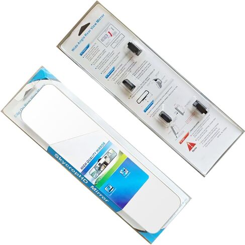 SkycropHD Car Interior Large Rear View Mirror, Clip on Wide Angle Panoramic Rearview Mirror to Eliminate Blind Spots – Flat, White,11.2in (289mm) in Kuwait
