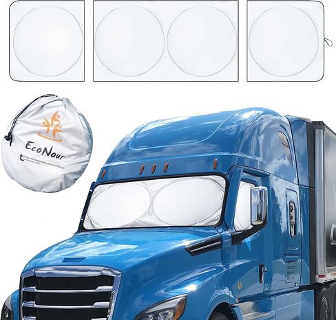 مظلة شمسية للزجاج الأمامي والنوافذ الجانبية من EcoNour لـ Cascadia | مظلة شمسية 240T لمنع الأشعة فوق البنفسجية/أشعة الشمس الحرارية | الأفضل للشاحنات شبه التجارية والشاحنات الكبيرة in Kuwait
