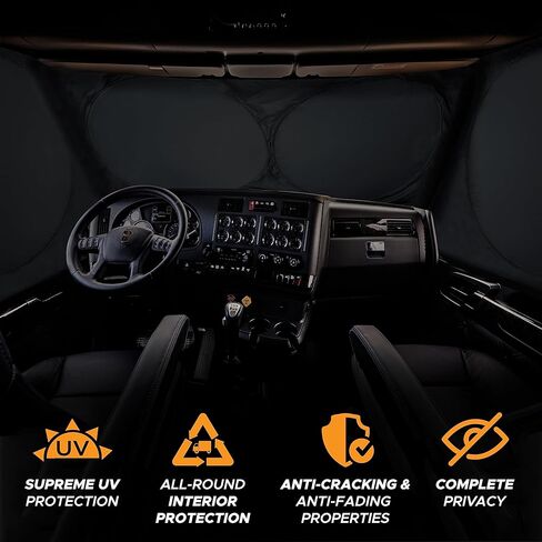 مظلة شمسية للزجاج الأمامي والنوافذ الجانبية من EcoNour لـ Cascadia | مظلة شمسية 240T لمنع الأشعة فوق البنفسجية/أشعة الشمس الحرارية | الأفضل للشاحنات شبه التجارية والشاحنات الكبيرة in Kuwait