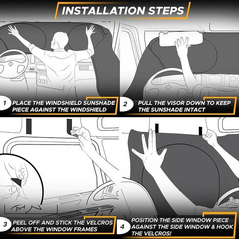 مظلة شمسية للزجاج الأمامي والنوافذ الجانبية من EcoNour لـ Cascadia | مظلة شمسية 240T لمنع الأشعة فوق البنفسجية/أشعة الشمس الحرارية | الأفضل للشاحنات شبه التجارية والشاحنات الكبيرة in Kuwait