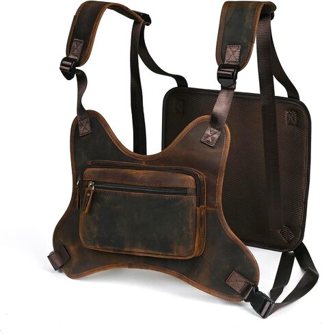 Thick Crazy horse Leather Triangle Crossbody Sling Chest Bag Travel One Shoulder Bag Daypack For Men Male 3028 in Saudi Arabia