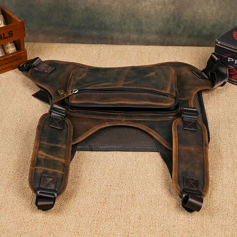 Thick Crazy horse Leather Triangle Crossbody Sling Chest Bag Travel One Shoulder Bag Daypack For Men Male 3028 in Saudi Arabia