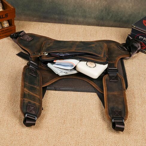 Thick Crazy horse Leather Triangle Crossbody Sling Chest Bag Travel One Shoulder Bag Daypack For Men Male 3028 in Saudi Arabia
